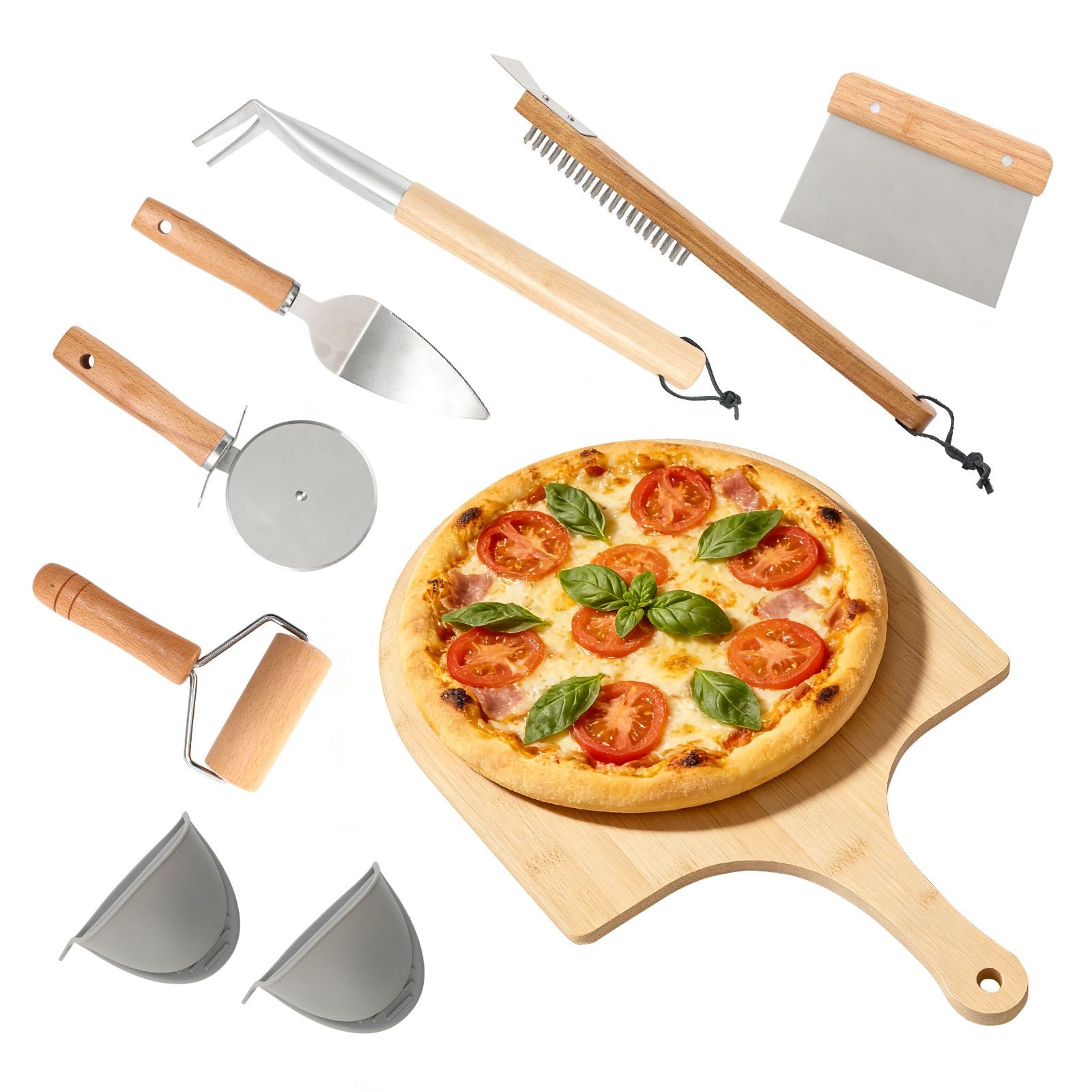 Best Pizza Oven Accessories UK (2025) Pizza oven accessories kit including peel, brush, cutter and scraper